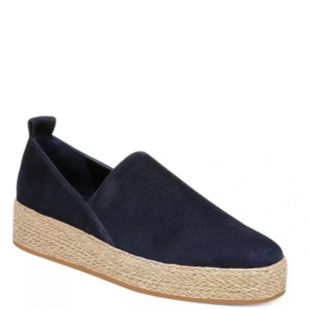 VINCE Saxon Espadrille Platform Sneaker Black Suede Platform 9.5